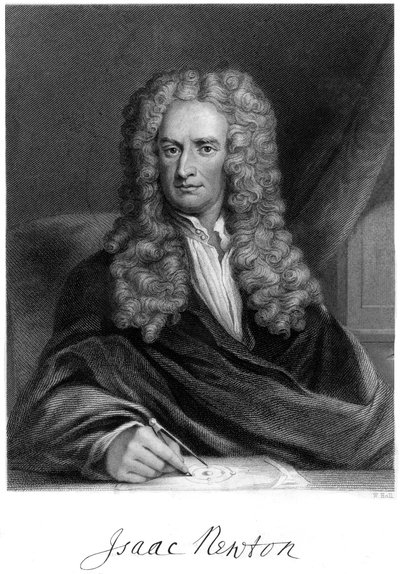 Sir Isaac Newton , engelsk matematiker, astronom og fysiker, 1800-tallet. av W. Holl