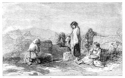 Pilgrims to the Holy Well - av F.W. Topham - fra den nye akvarellutstillingen, 1845. av W. J. Linton