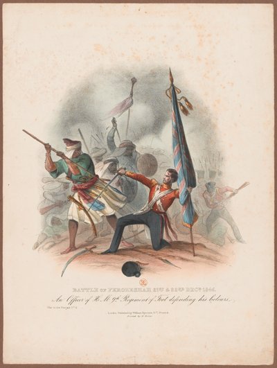 ?Slaget ved Ferozeshah 21. og 22. desember 1845. En offiser ved HM 9. regiment som forsvarer sine farger? av W. Kohler