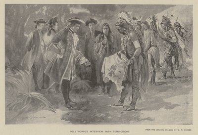 Oglethorpes intervju med Tomochichi (litho) av W. P. Snyder