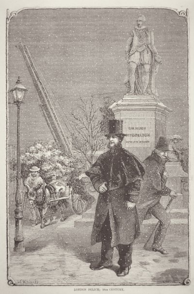 London-politimann på 1850-tallet (gravering) av W. R. (after) Woods