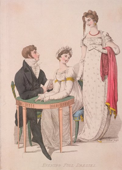 To kvinner og en mann iført hel aftenkjole, c1810 av W Read