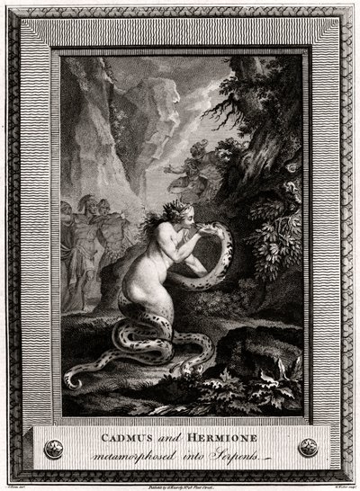 Cadmus og Hermine, metamorfosert til slanger, 1776 av W. Walker