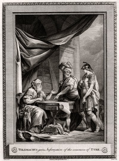 Telemachus får informasjon om handelen til Tyrus, 1775 av W. Walker