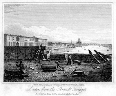London fra Strand Bridge, 1816. av W. Wallis