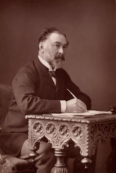 ""Frederick Harrison (1831-1923) engelsk jurist og positivistisk filosof. (woodburytype) av W. and D. (after) Downey