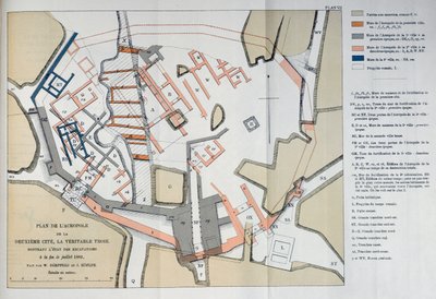 Kart over Akropolis i den andre byen i Troy, 1884 av W and Hoefler, J. Doerpfeld