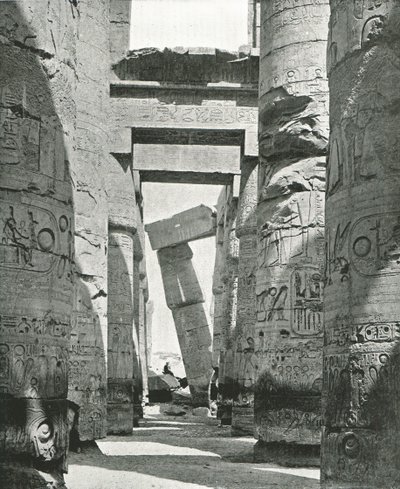 Kolonner i Hypostyle Hall, Karnak, Egypt, 1895. av W and S Ltd