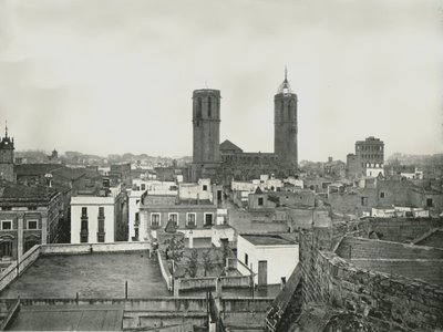 En del av den gamle byen med katedralen, Barcelona, Spania, 1895. NOT av W and S Ltd