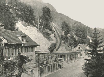 Utgangspunktet for Pilatus Railway, Alpnachstad, Sveits, 1895. av W and S Ltd