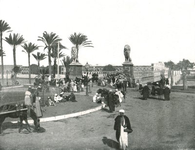 Kasr-el-nil-broen, Kairo, Egypt, 1895. av W and S Ltd