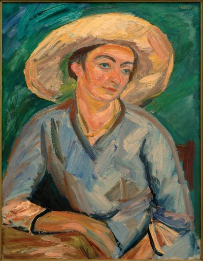 Kvinne med hatt (Oda Rösler) av Waldemar Rosler