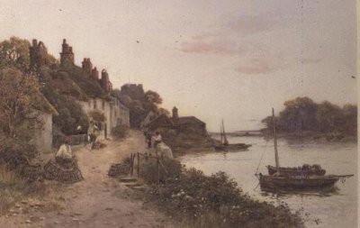Fiskeskinn i en kornisk landsby (akvarell på papir) av Walker Stuart Lloyd
