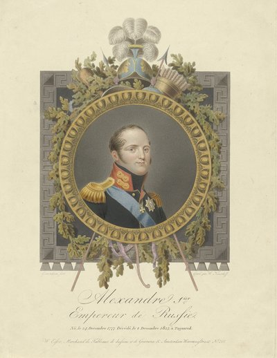 Portrett av keiser Alexander I 1777-1825, 1825 av Walraad Nieuwhoff