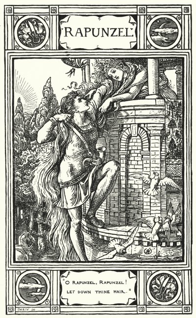Rapunzel (gravering) av Walter (after) Crane