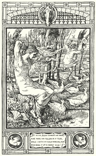 The Goose Girl (gravering) av Walter (after) Crane
