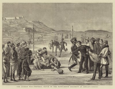 Den afghanske krigen, fotballkamp av det femti-niende regiment ved Khelat-i-Gilzai av Walter Charles Horsley