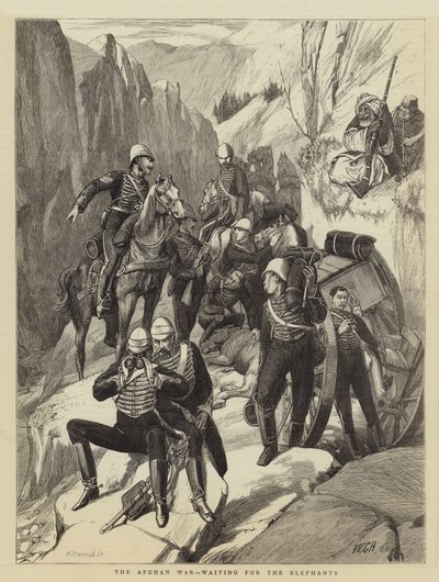 Den afghanske krigen, venter på elefantene av Walter Charles Horsley