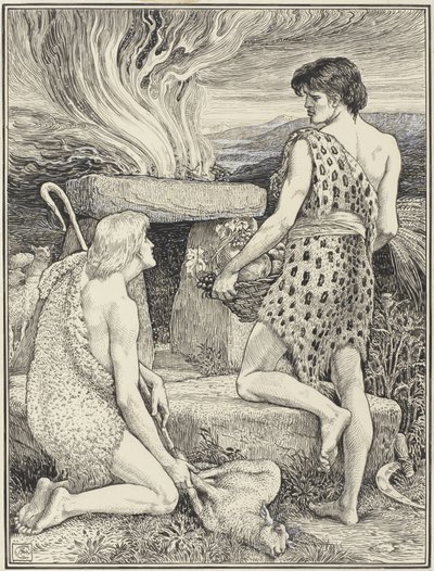 Kain og Abel av Walter Crane (signed by artist)