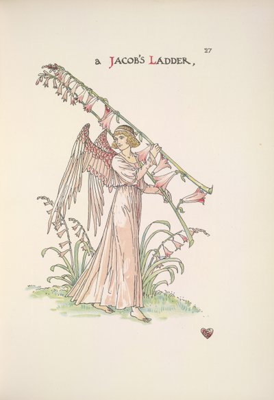 En Jakobsstige. En engel som holder en stige laget av planter av Walter Crane