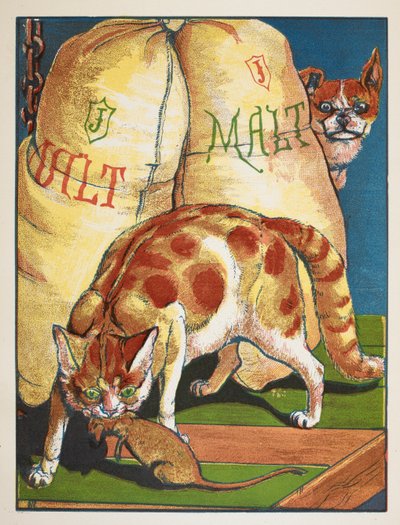 En katt som dreper en rotte av Walter Crane