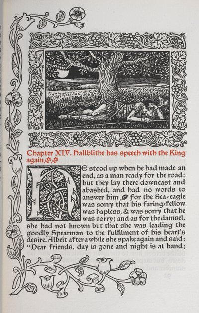 Kapittel XIV. Hallblithe har igjen tale med kongen. Figur av en mann som sover under et tre. av Walter Crane