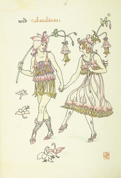 Blomster fra Shakespeares hage: Columbines, 1906 av Walter Crane