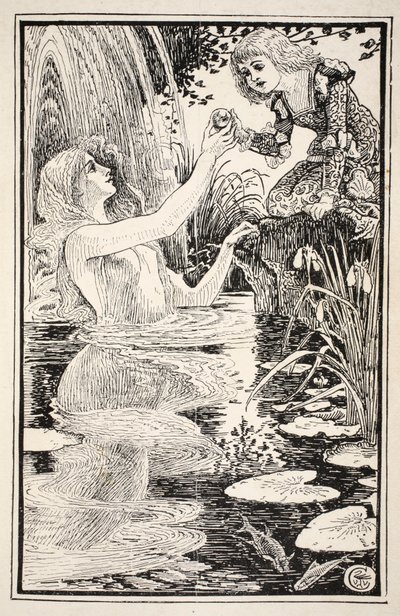 "Jeg er her kjæreste lille - jeg er din egen gudmor", sa Nix-damen, illustrasjon fra "Mrs Burton Harrisons Folk and Fairy Tales", 1885 av Walter Crane