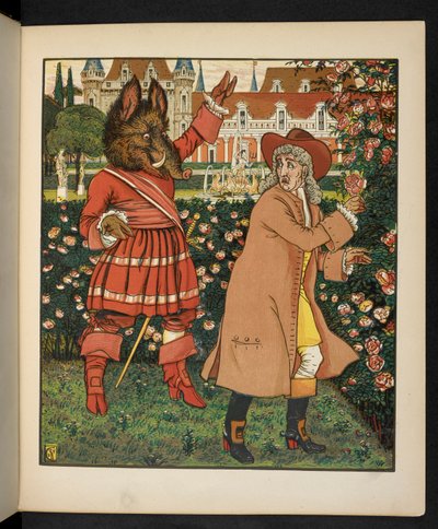 Illustrasjon for Skjønnheten og udyret. av Walter Crane