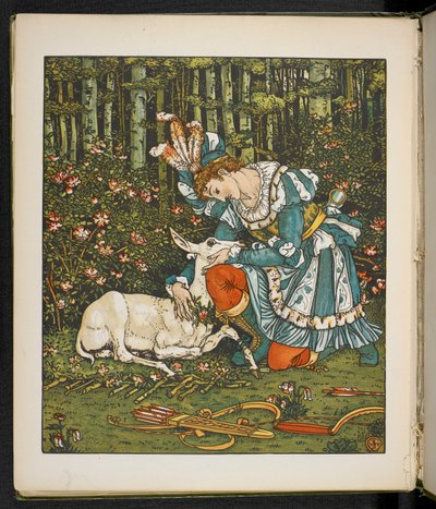 Illustrasjon til historien, Hinden i skogen. av Walter Crane