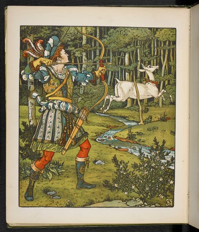 Illustrasjon til historien, Hinden i skogen. av Walter Crane