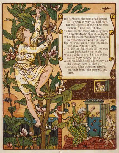 Jack og bønnestilken (farge litho) av Walter Crane
