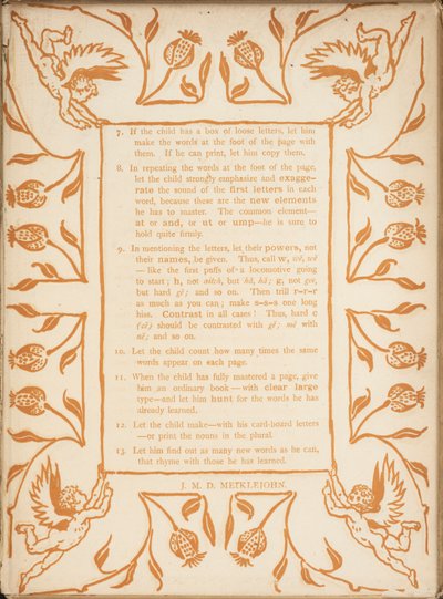 Metode for å lære Golden primer. Blomsterkanter med kjeruber. av Walter Crane