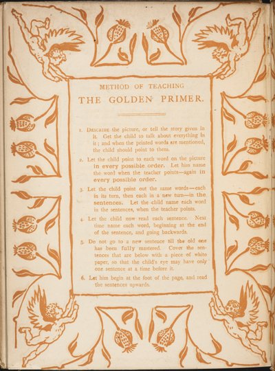 Metode for å lære Golden primer. Blomsterkanter med kjeruber. av Walter Crane