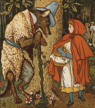 Rødhette (farge litho) av Walter Crane