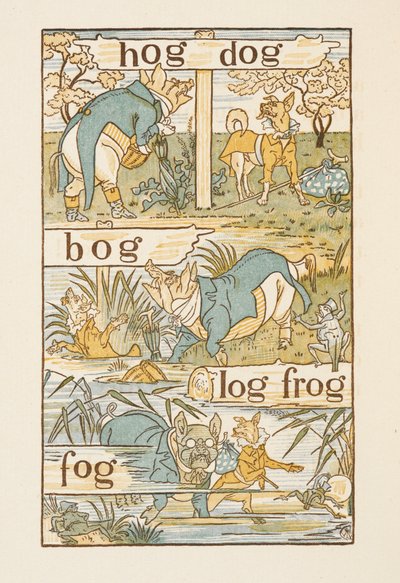 Rimende ord som slutter på bokstaven G. The Golden primer. av Walter Crane