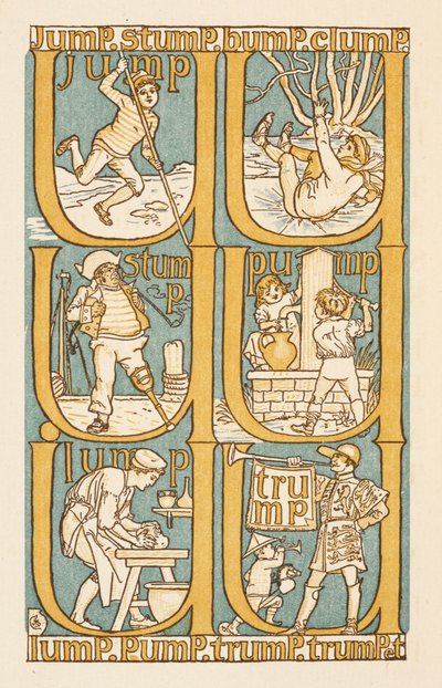 Rimeord som slutter på bokstaven P. For å illustrere bruken av bokstaven U. The Golden primer. av Walter Crane