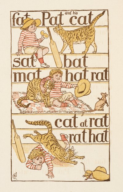 Rimeord som slutter på bokstaven T. The Golden Primer. av Walter Crane