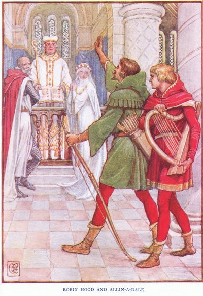 Robin Hood og Alan-a-Dale, ca. 1920 av Walter Crane