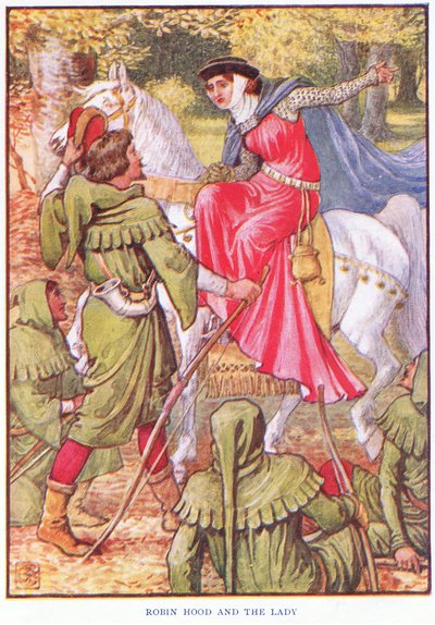 Robin Hood og damen, ca. 1920 av Walter Crane