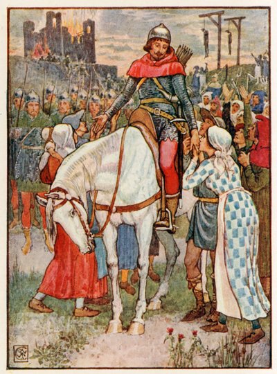 Robin Hood blir takket av bøndene av Walter Crane