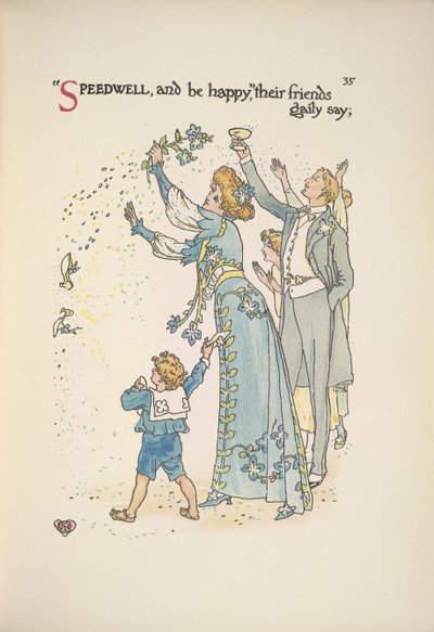 Speedwell. Bryllupsgjestene kaster konfetti av Walter Crane