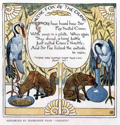 The Fox and The Crane, fra Triplets av Walter Crane
