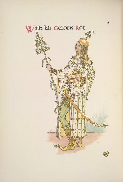 Med sin gullstang. En mann som holder en langstilket plante av Walter Crane