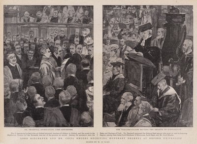 Lord Kitchener og Mr. Cecil Rhodes mottar æresgrader ved Oxford University av Walter Duncan