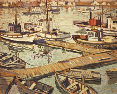 Båtbassenget ved Santa Barbara av Walter Elmer Schofield