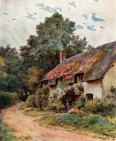 A Somerset Cottage, nær Dunster (farge litho) av Walter Frederick Roofe Tyndale