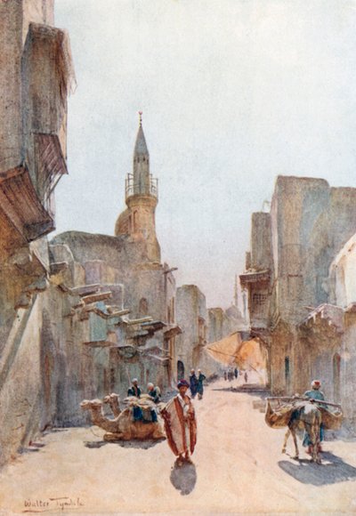 En gate nær citadellet, Kairo (fargelitografi) av Walter Frederick Roofe Tyndale