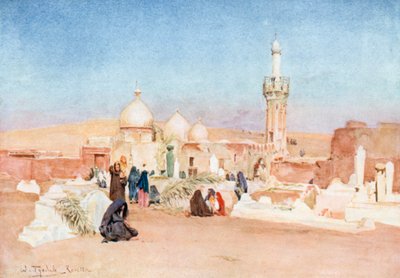 Kirkegård nær Rosetta (fargelitografi) av Walter Frederick Roofe Tyndale