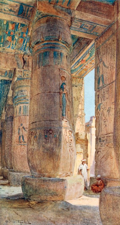 I Ramses IIIs tempel, Medinet Habu (fargelitografi) av Walter Frederick Roofe Tyndale